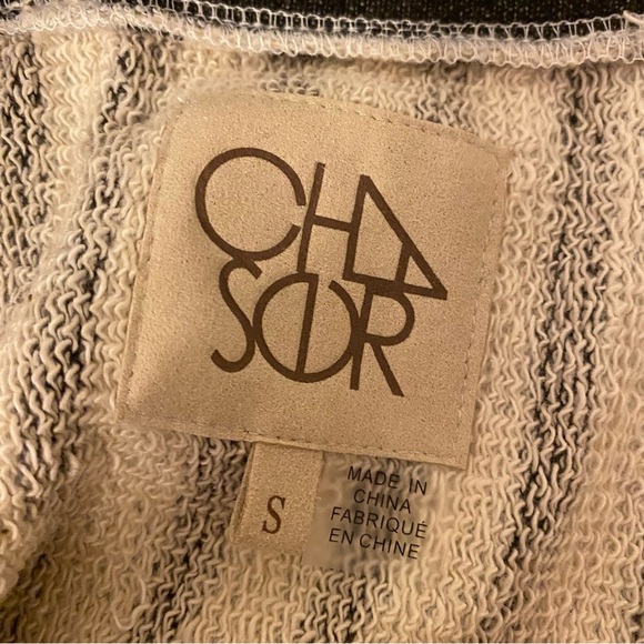 Chaser Small Striped Black White Zip Up Sweatshirt - Picture 5 of 13